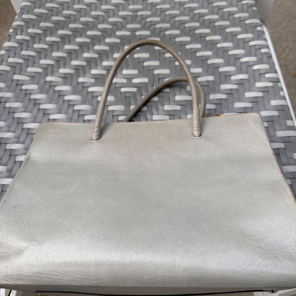 Moschino Genuine Calf Leather Tote Bag with Crossbody Made in ITALY EUC Grey - Picture 9 of 11